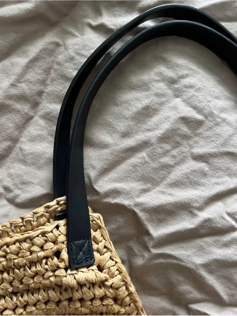 Banana Republic Woven Straw Tote Bag with Black Handles - Natural - Picture 5 of 6
